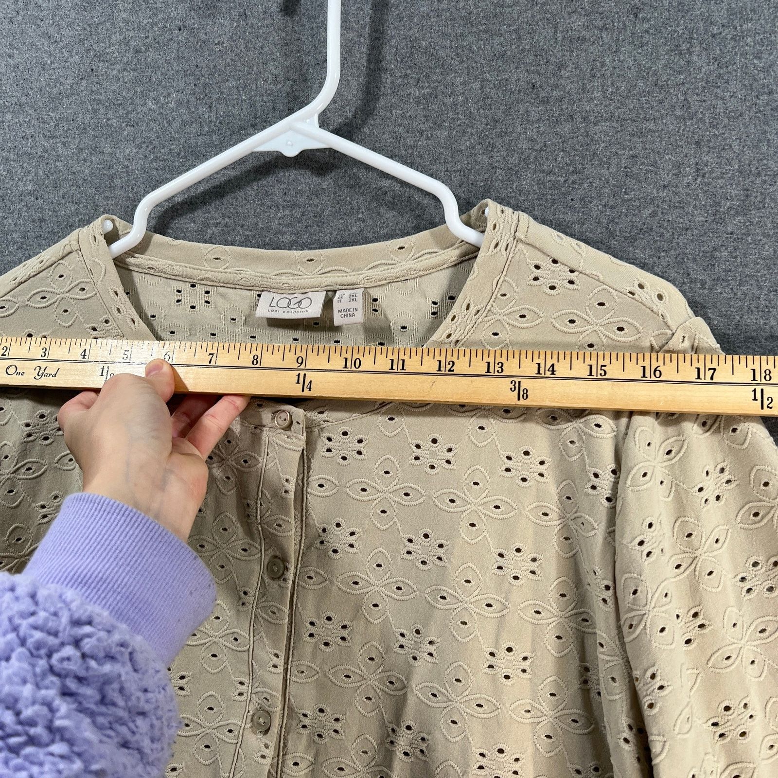 Other LOGO by Lari Goldstein Stretch Eyelet Button Front Size XL / US 12-14 / IT 48-50 - 7 Thumbnail