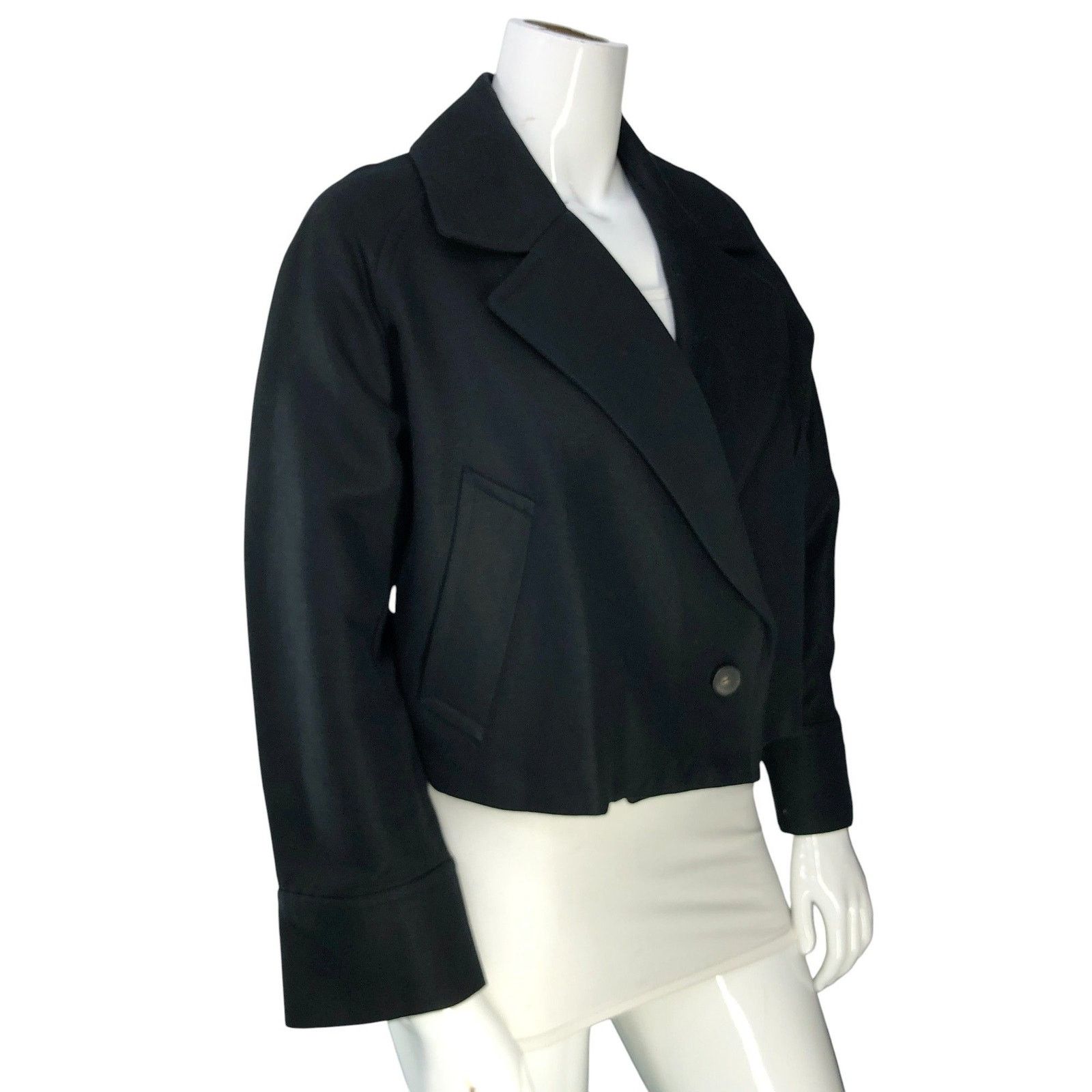 Vince Vince Jacket L Black Cropped Single Button Notch Lapel Linen Size L / US 10 / IT 46 - 11 Thumbnail