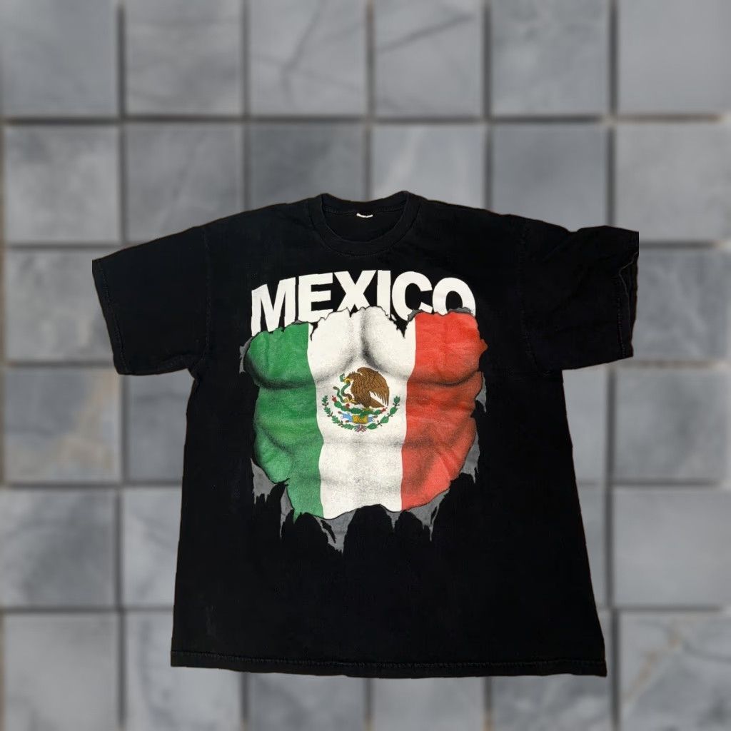 Omega VINTAGE Mexico Mega Print T-Shirt Black XL Men Size US XL / EU 56 / 4 - 1 Thumbnail