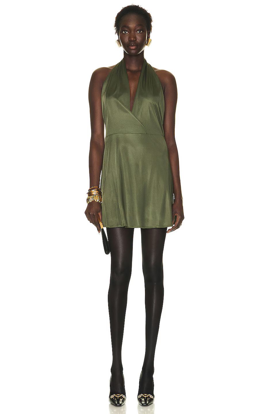 Saint Laurent Paris o1tp1o1224 Backless Dress In Jersey in Khaki Size XL / US 12-14 / IT 48-50 - 3 Thumbnail