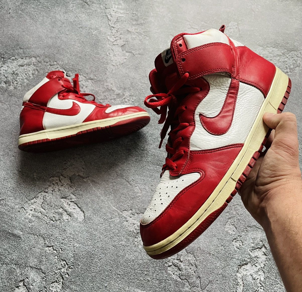 image of 2009 Nike Dunk High Varsity University Red Size 13 Shoes in Red/White, Men's
