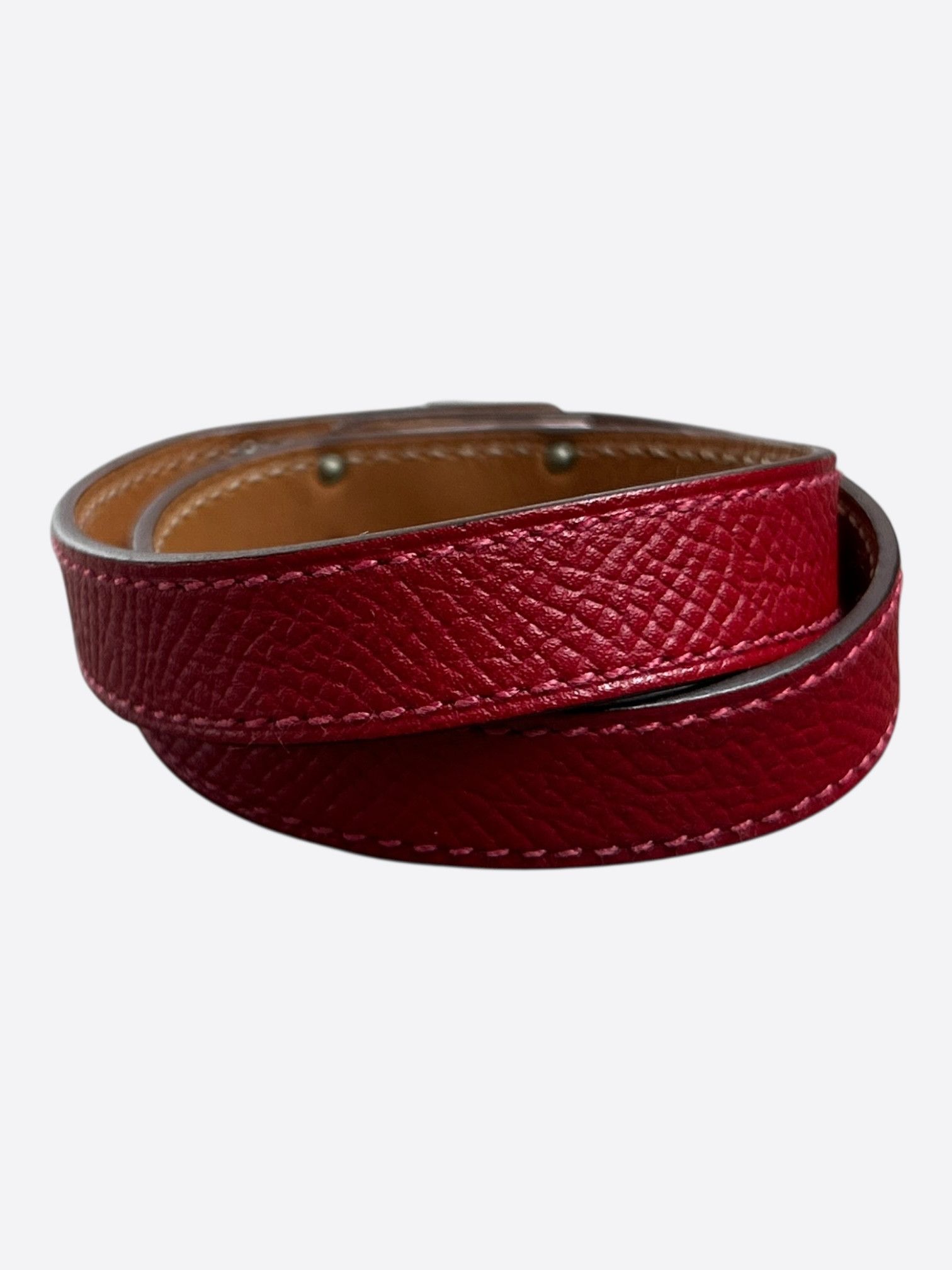 Hermes Red Epsom & Palladium Hardware Kelly Double Tour Bracelet Size ONE SIZE - 2 Thumbnail