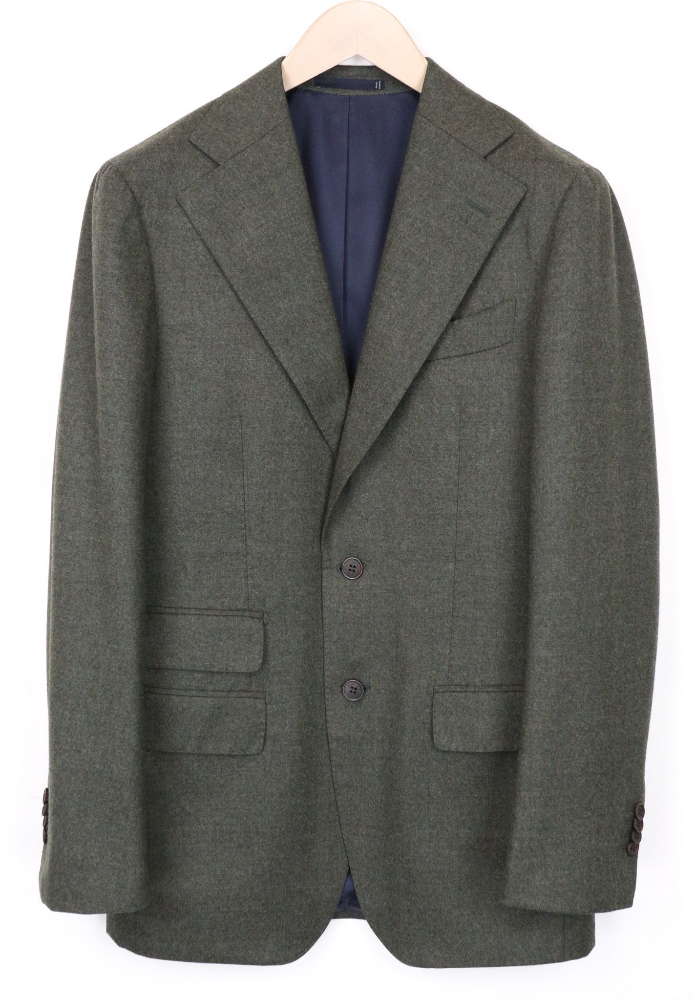 image of Suitsupply Havana Uk38L Green Melange Wool S120S Flannel Blazer 71601, Men's