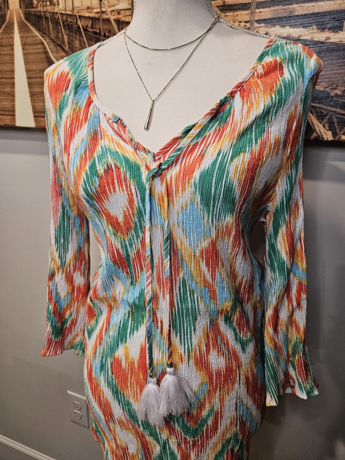 Designer Colorful Ruby Rd. Tunic Top - Size L Size L / US 10 / IT 46 - 1 Thumbnail