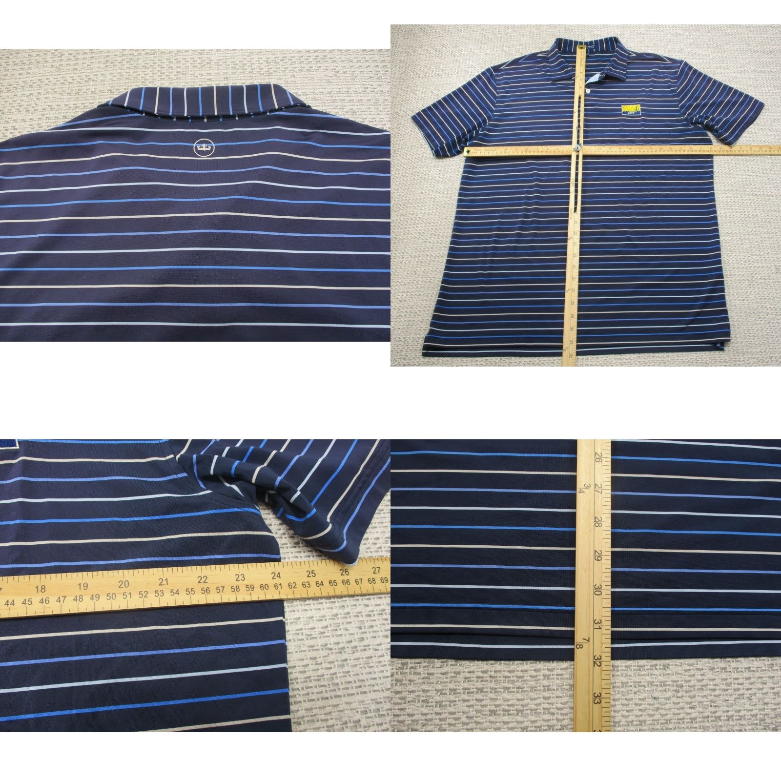 Peter Millar Peter Millar Crown Crafted Polo Golf Shirt XL 2019 Scottsdale Arizona Logo Blue Striped Short Sleeve Men's Regular Polo Golf Shirt Size US XL / EU 56 / 4 - 8 Thumbnail
