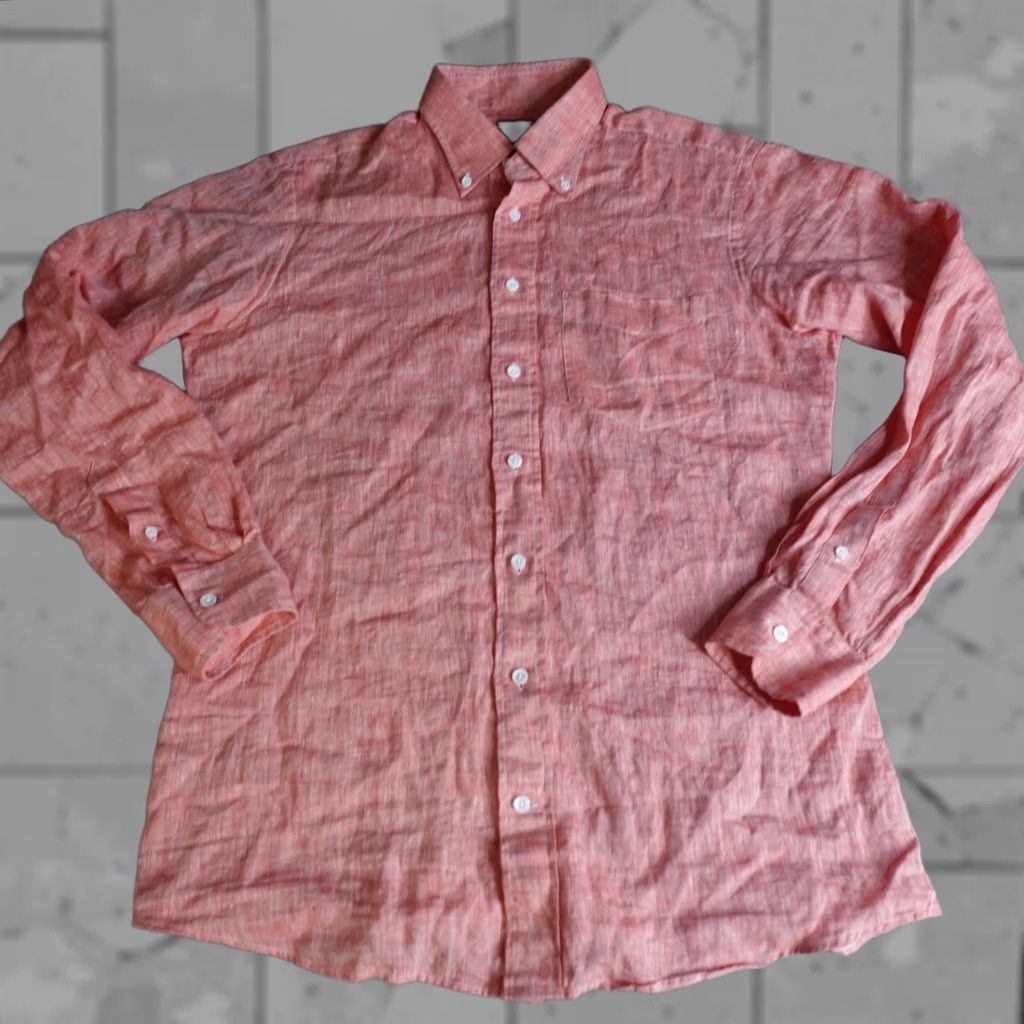 Vintage Spier & Mackay Shirt Large 16 Pink Heather 100% Linen Slim Button-Up Collared Long Sleeve Casual Mens Size US L / EU 52-54 / 3 - 1 Thumbnail