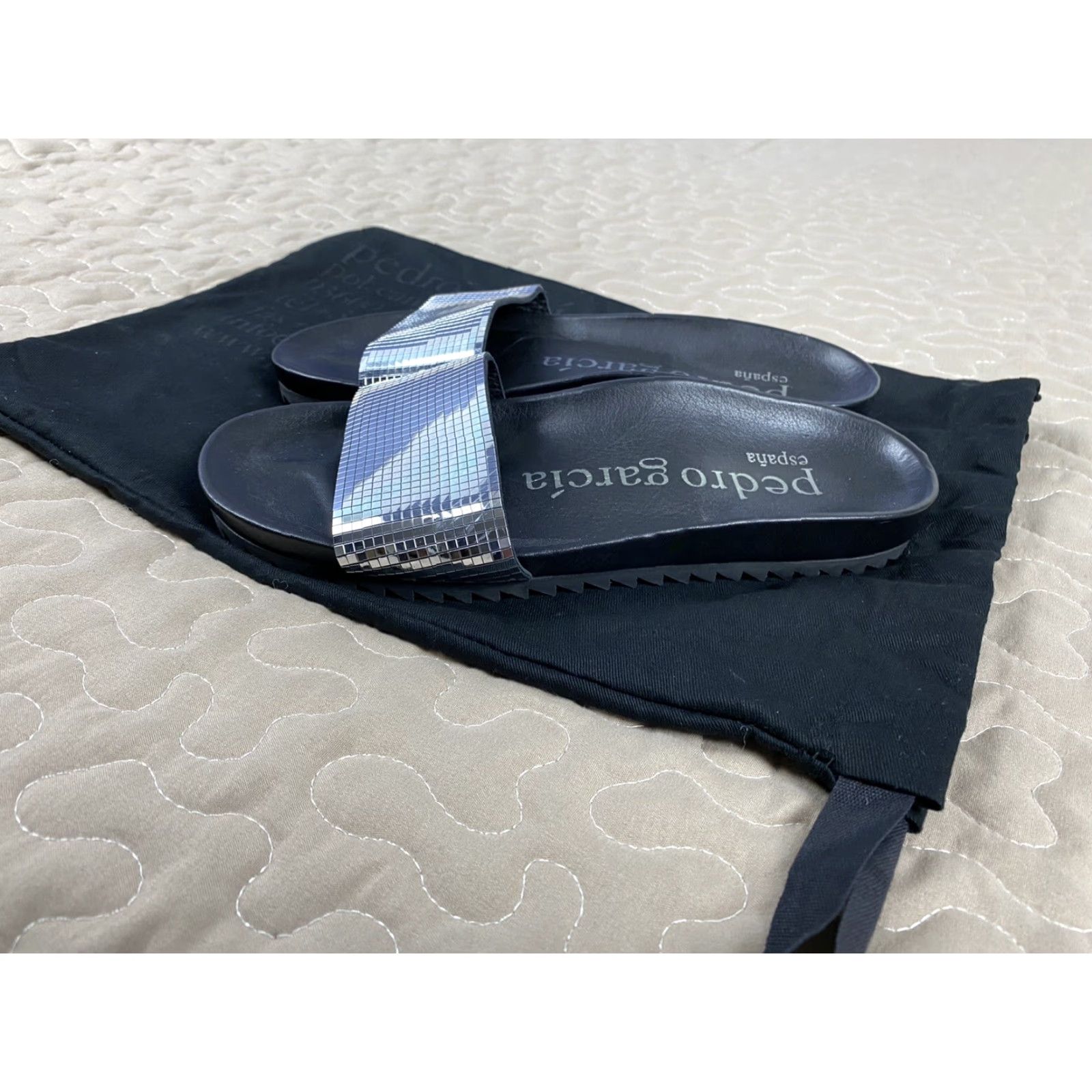 Pedro Garcia VINTAGE Pedro Garcia Alice Sandal Slide Womens 5.5 35.5 Black & Mirror Disco Ball Shoes Womens Girls Mens? Size US 6 / IT 36 - 3 Thumbnail