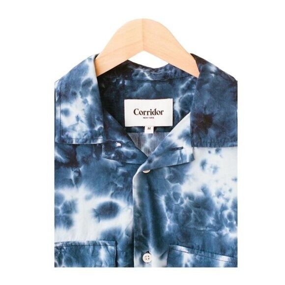 Corridor Corridor Mens Blue Tie Dye Collared Long Sleeve Button Up Sh Size US XL / EU 56 / 4 - 7 Thumbnail