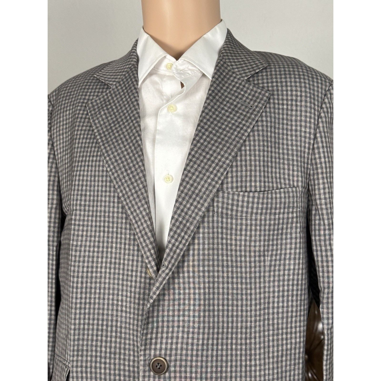 Brunello Cucinelli Brunello Cucinelli Gingham Plaid Wool Linen Blazer 52/42 Size 42R - 2 Thumbnail