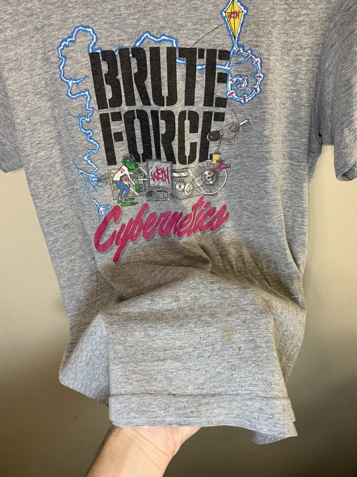 Vintage *RARE* Vintage 80s Brute Force Cybernetics WEBN T-Shirt Size US M / EU 48-50 / 2 - 2 Thumbnail