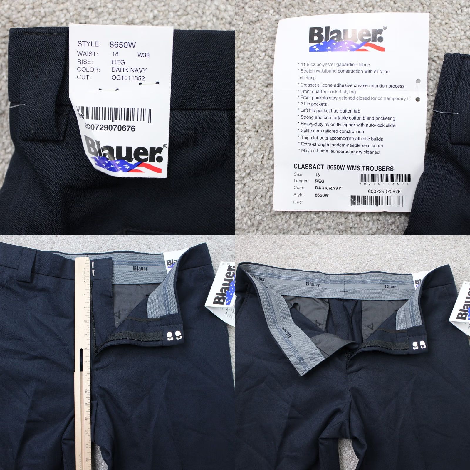 Vintage Blauer Pants Womens 18 Dark Navy Blue NWT 38W Unhemmed 4 Pocket Polyester Pants Size 40" / US 18 - 8 Thumbnail