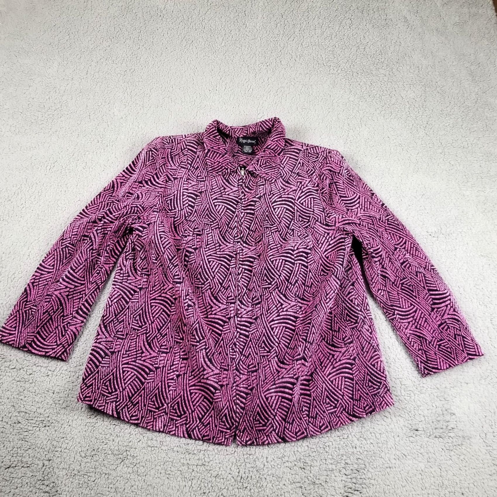 Vintage Maggie Barnes Catherines Jacket Cardigan Geometric Aztec Pink Knit 14-16 Womens Sleeve Long Open Stretch Size XL / US 12-14 / IT 48-50 - 3 Thumbnail