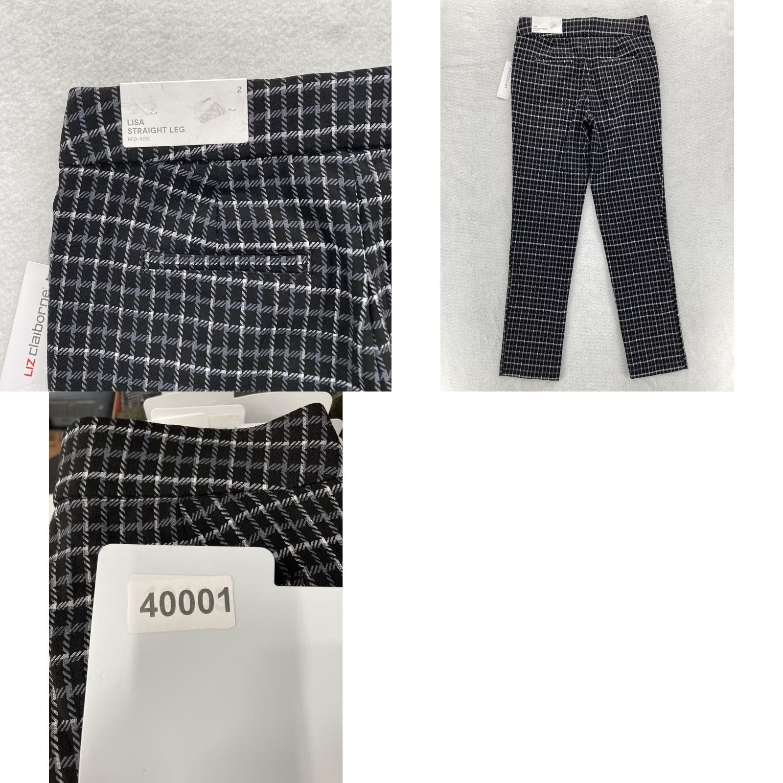 Liz Claiborne Liz Claiborne Pants Womens 2 Black Gray Plaid Lisa Straight Leg Secretly Slimming Dress Pants Adult Regular XS? (No) Size 26" / US 2 / IT 38 - 9 Thumbnail