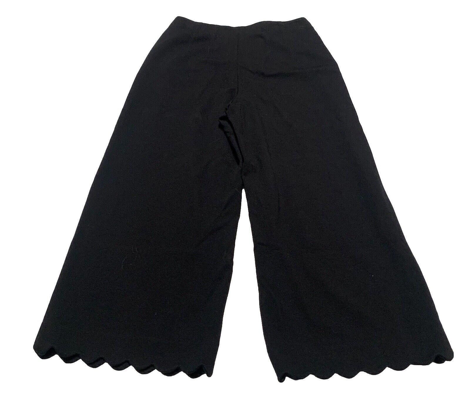 Club Monaco Club Monaco Wide Leg Scallop Hem Pants 8 Black Size 30" / US 8 / IT 44 - 1 Thumbnail