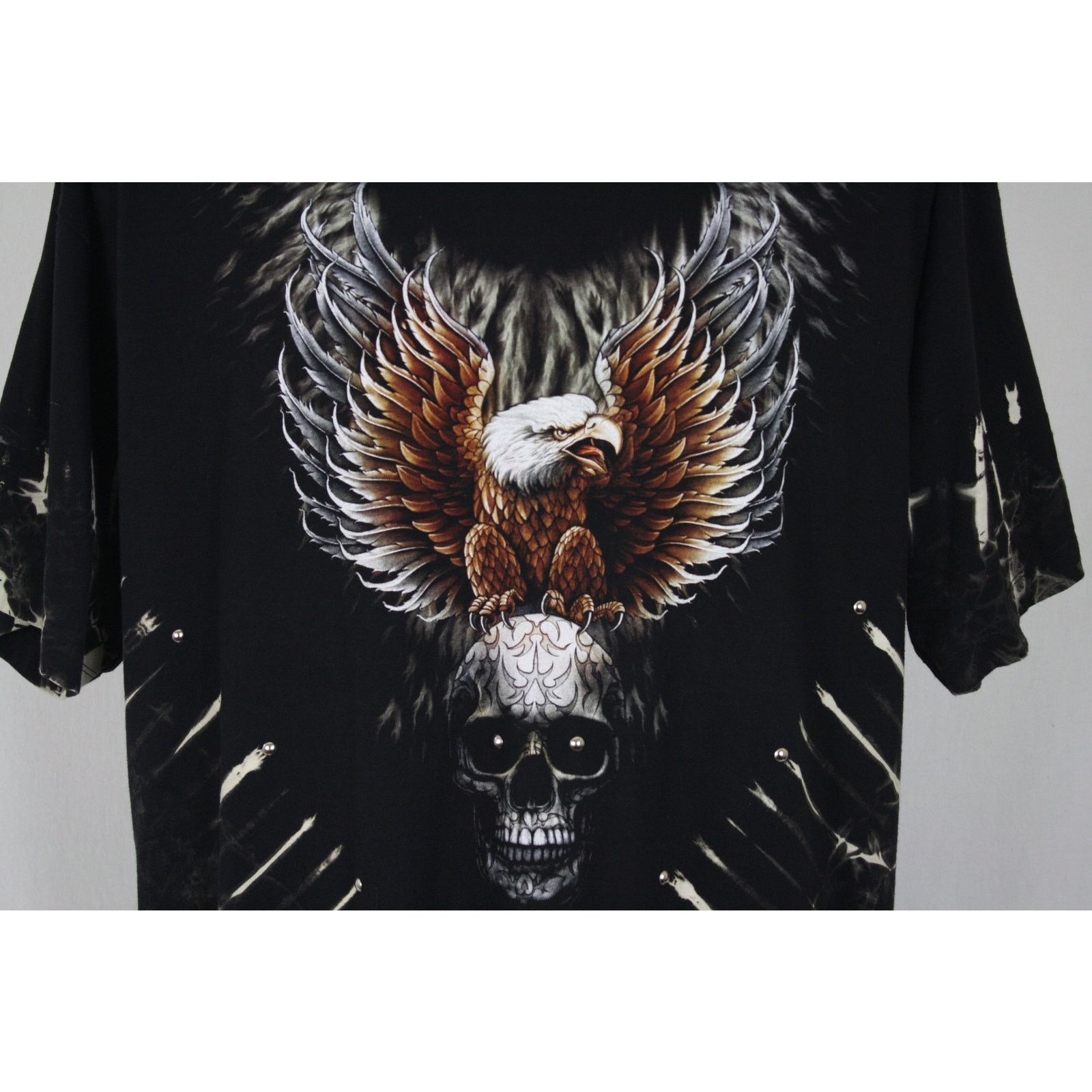 Liquid Blue × Vintage Survivors Y2K Eagle Skull Tie Dye Studded T Shirt 2XL Biker Size US XXL / EU 58 / 5 - 3 Thumbnail