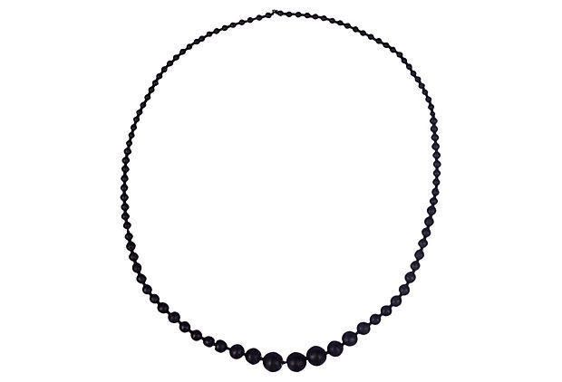 Handmade Victorian Frosted Jet Ball Bead Necklace Size ONE SIZE - 1 Thumbnail