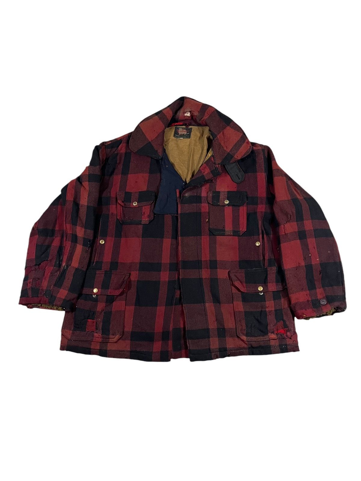 Vintage Woolrich popular Hunting Jacket Wool Mackinaw Buffalo Plaid Coat Mens Size Large