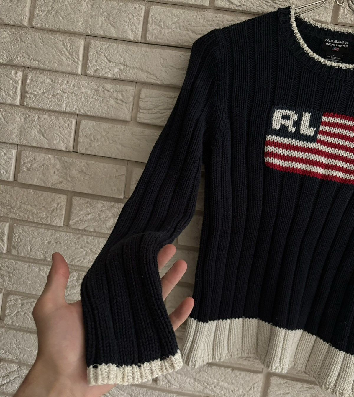 Polo Ralph Lauren × RRL Ralph Lauren × Vintage Polo Ralph Lauren USA Flag Sweater Size L / US 10 / IT 46 - 2 Thumbnail