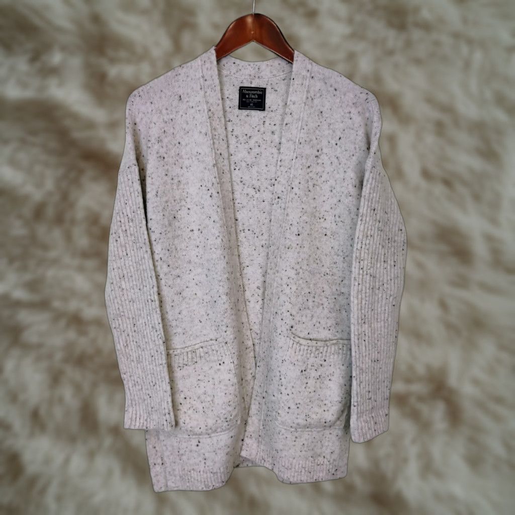 Abercrombie & Fitch Abercrombie & Fitch Cardigan Sweater Open Front Womens XS Confetti Beige Alpaca Blend Knit Open Front Cardigan Size XS / US 0-2 / IT 36-38 - 1 Thumbnail