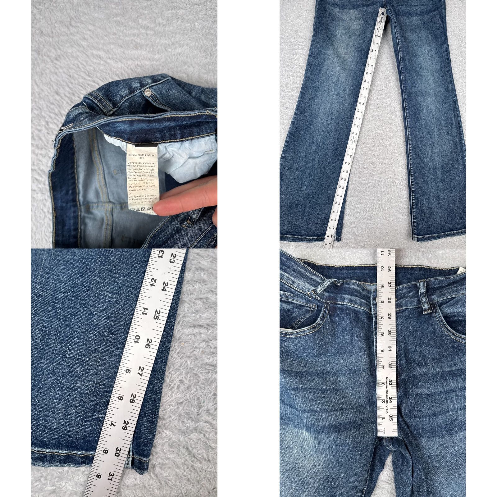 Shein VINTAGE SheIn Blue Denim Flare Jeans Womens 8 28x31 Mid Rise Distressed Cotton Blend 90s Women's Size 30" / US 8 / IT 44 - 8 Thumbnail