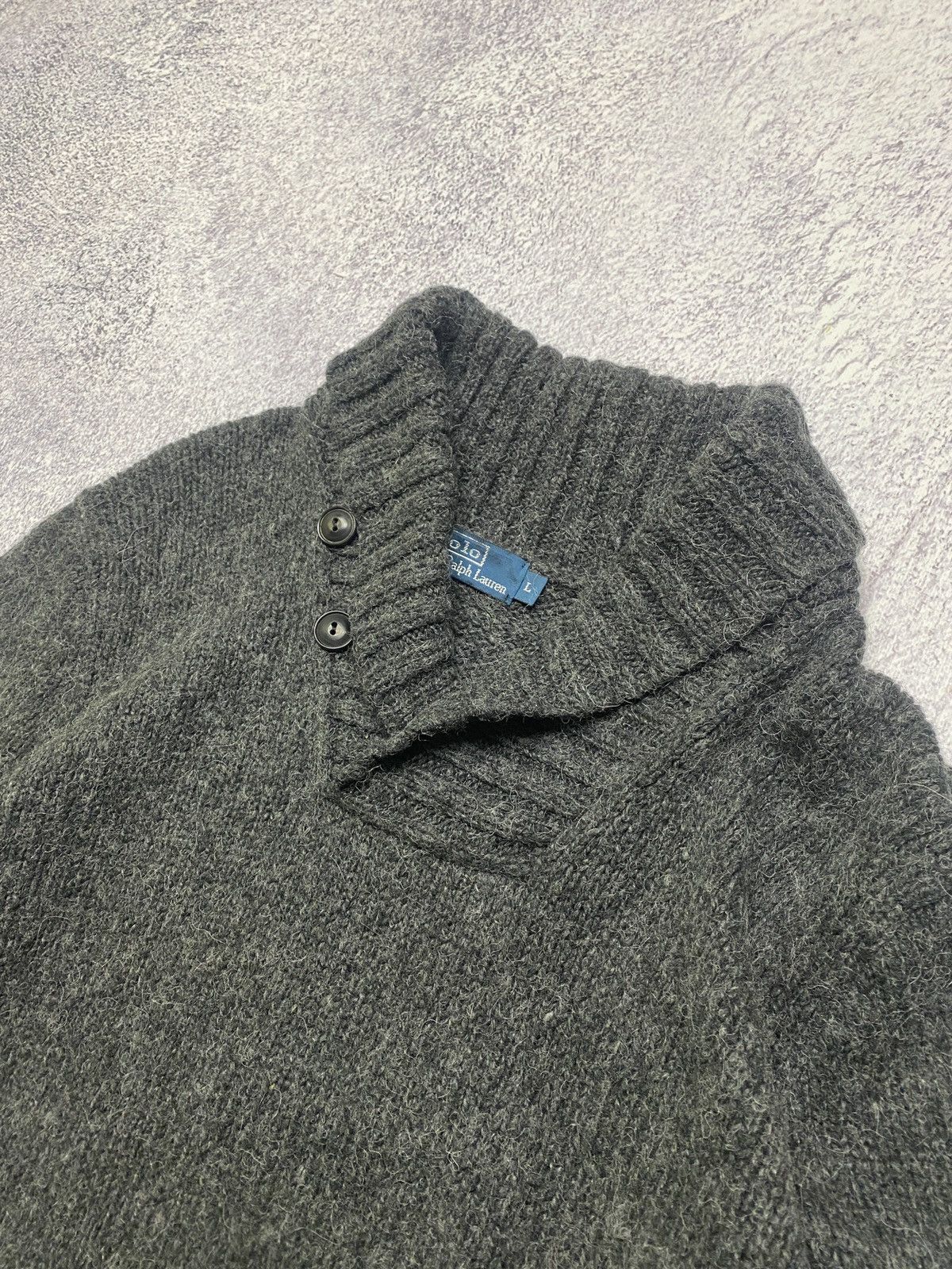 Ralph Lauren × Vintage Vintage Polo Ralph Lauren Wool Alpaca Knit Sweater Shawl Size US L / EU 52-54 / 3 - 4 Thumbnail