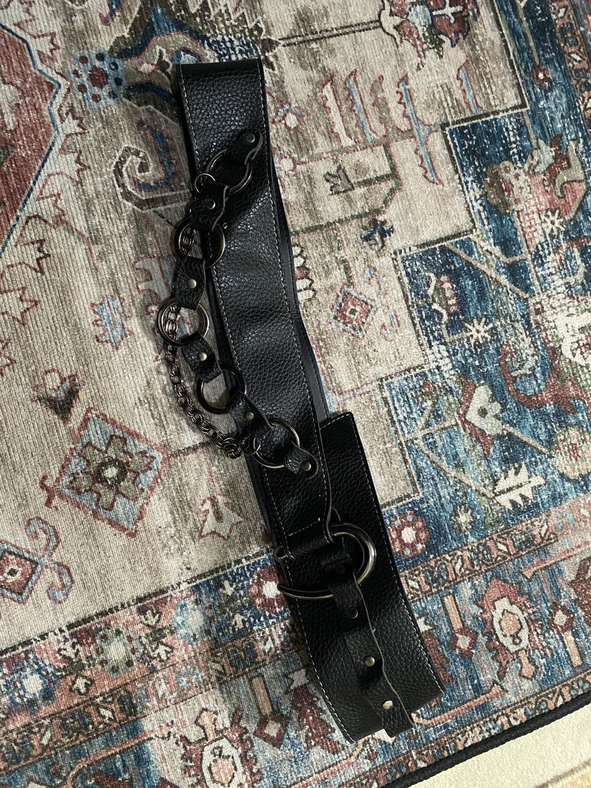 If Six Was Nine Black Wide belt with ring and chain Size ONE SIZE - 1 Thumbnail