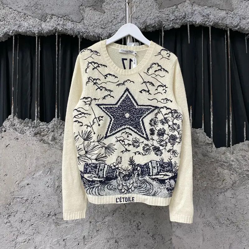 Dior Dior Spring Autumn Cream Long Sleeve Pullover 0089 Size ONE SIZE - 1 Thumbnail