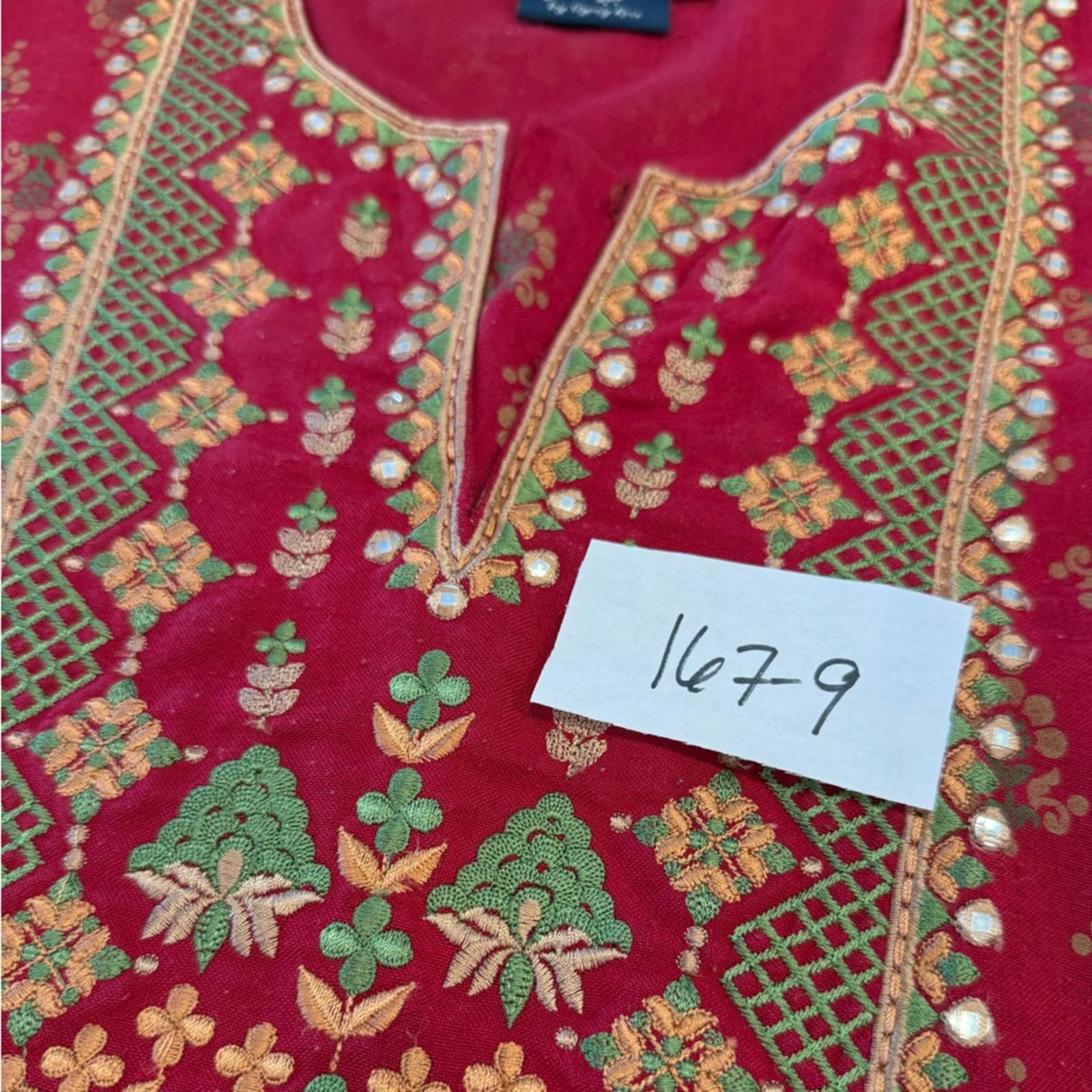 Other Sarra red embroidered ornate maxi sari with pockets SZ 38 Size M / US 6-8 / IT 42-44 - 11 Thumbnail