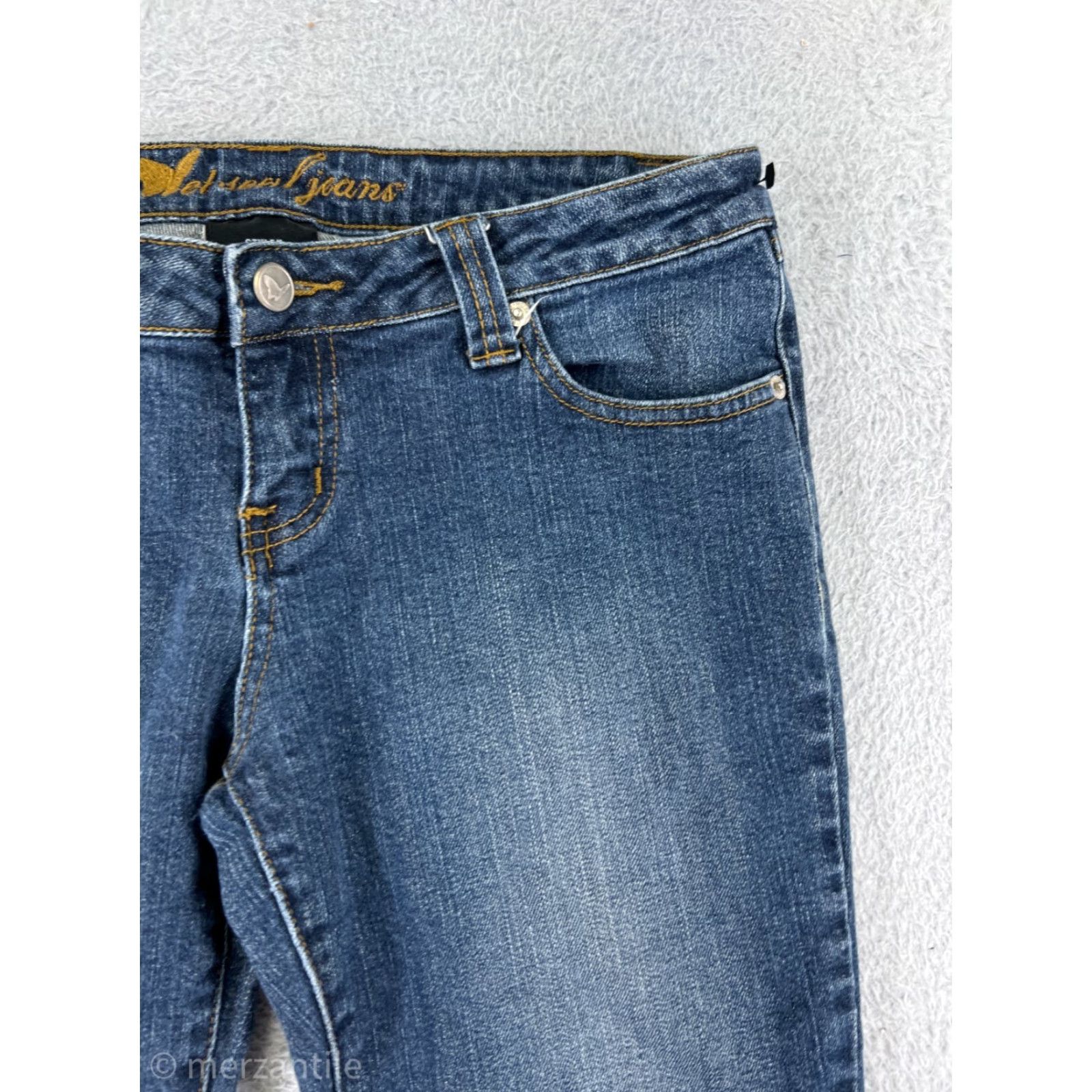 Vintage Wet Seal Capri Jeans - Women - Size 9 - Blue Denim - Cotton Blend - Embroidered Raw Hem - 5-Pocket - Zip Closure - Regular Fit Size 30" / US 8 / IT 44 - 7 Thumbnail