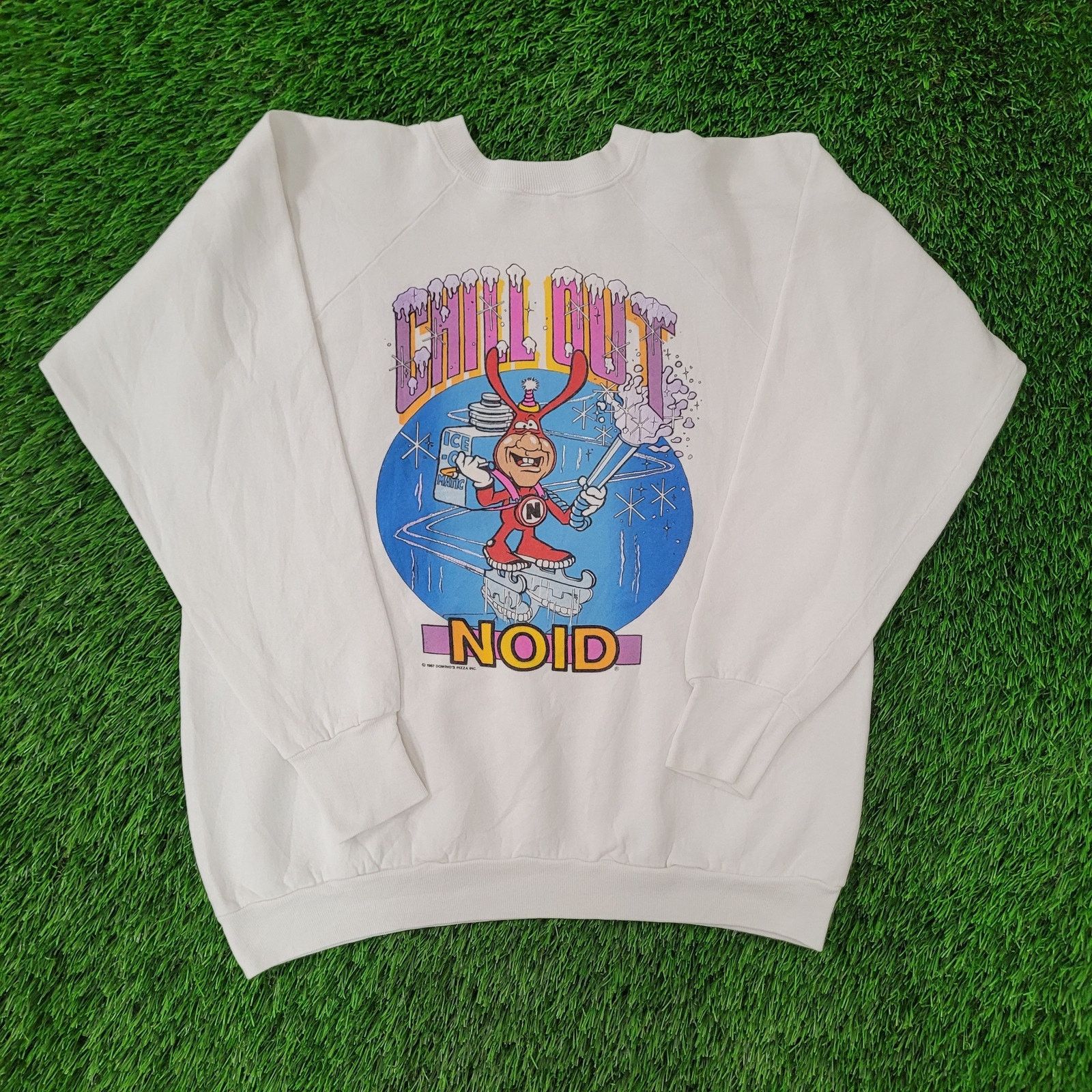 Fruit Of The Loom Vintage 1987 Funny Noid Sweatshirt Womens XL 22x22 White Size XL / US 12-14 / IT 48-50 - 1 Thumbnail