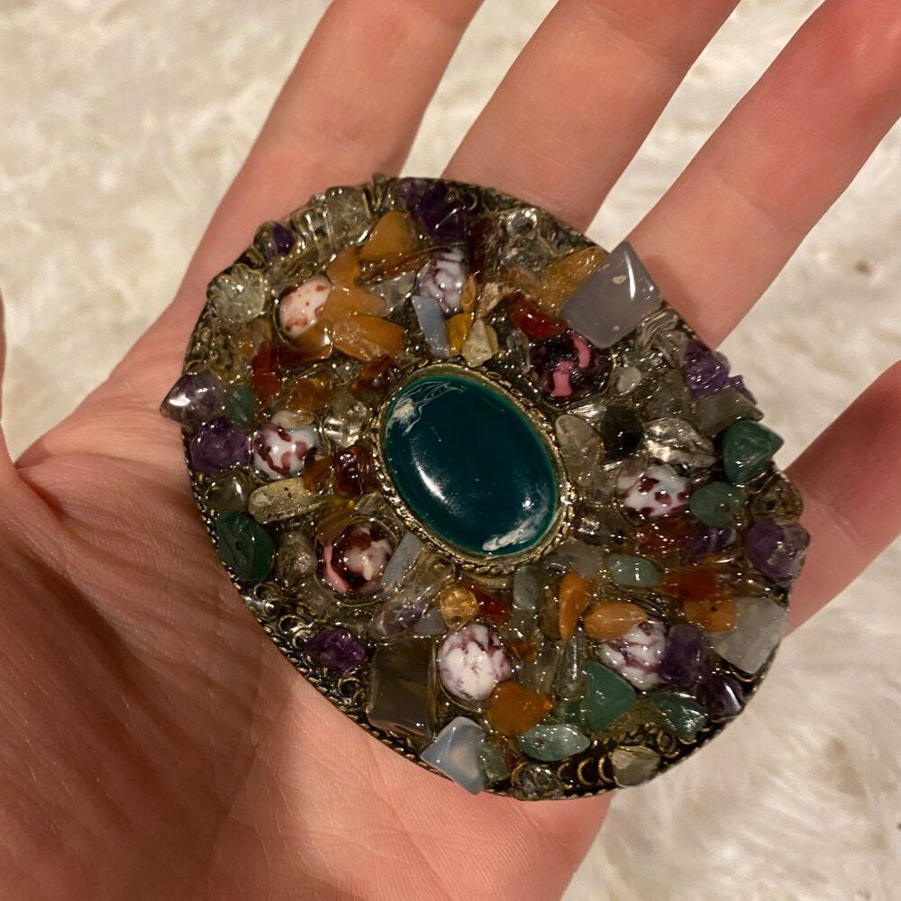 Vintage Vintage Y2K Gemstone Rhinestone Belt Buckle RARE 90S Amethy Size ONE SIZE - 4 Thumbnail