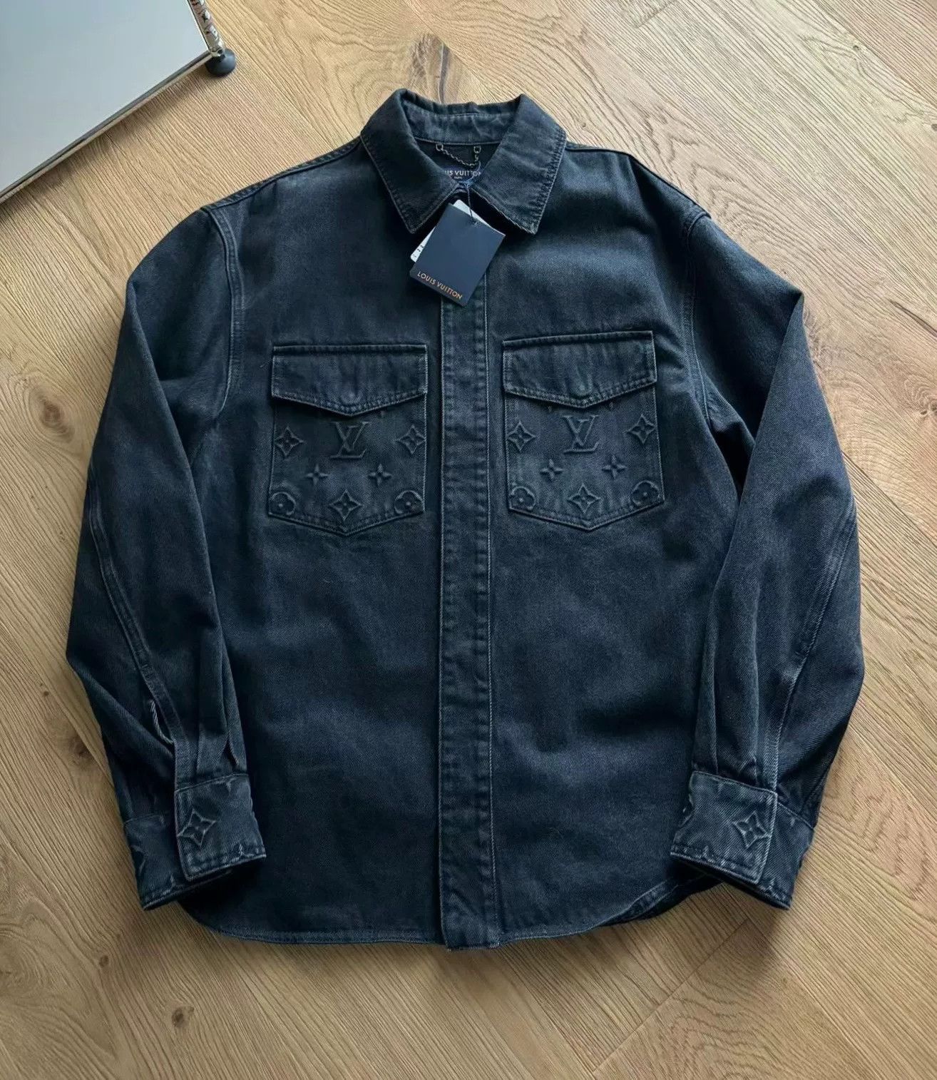 Louis Vuitton Louis Vuitton Black Embossed Monogram Denim Jacket Size US M / EU 48-50 / 2 - 1 Thumbnail