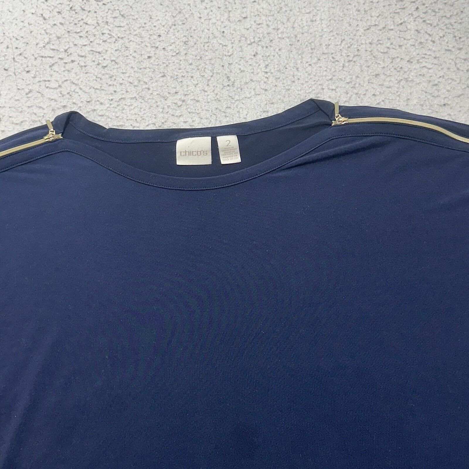 Chicos Chico's Large Blue Dolman Sleeve Zipper Accent Blouse Top Size L / US 10 / IT 46 - 3 Thumbnail