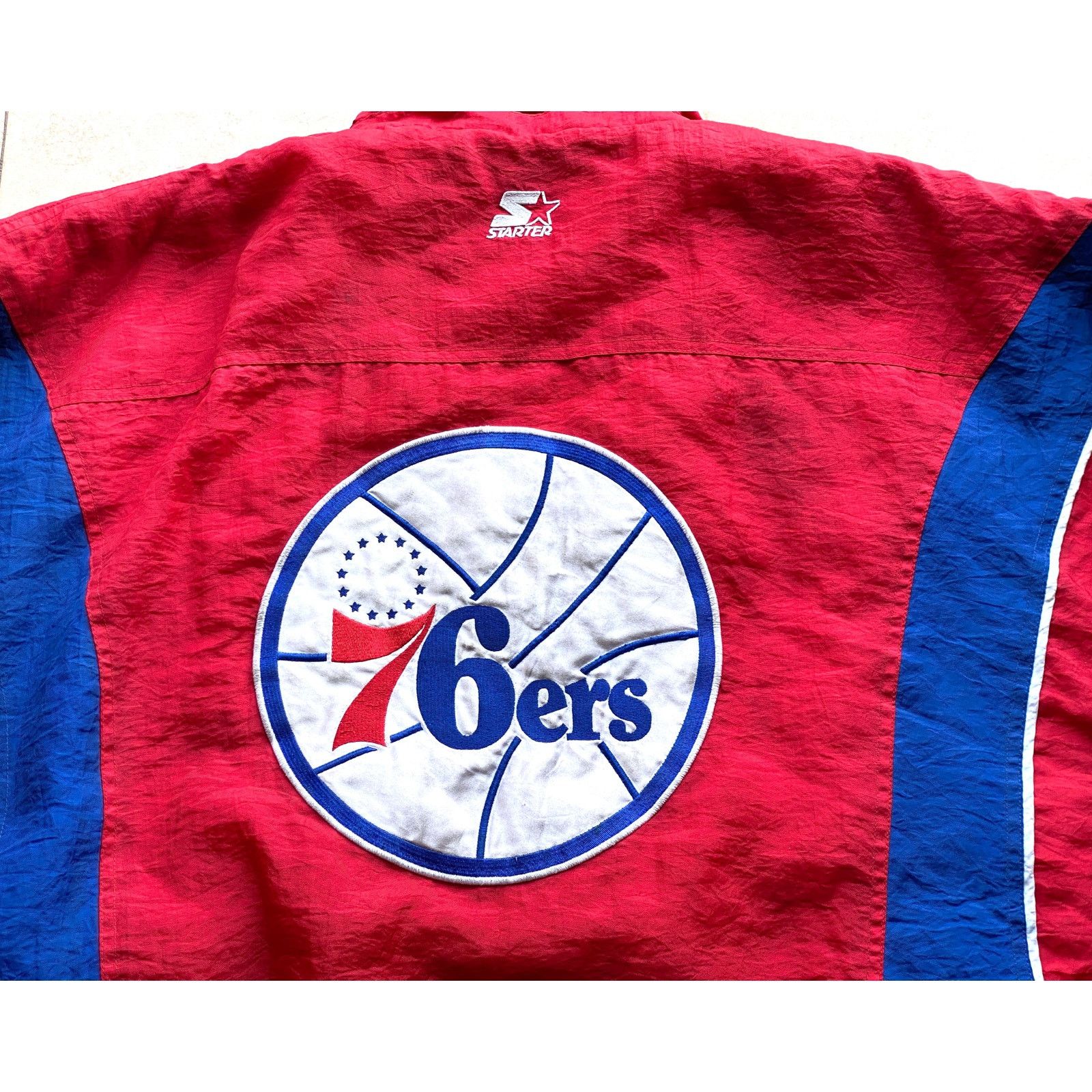 NBA × Starter Philadelphia 76ers 90s STARTER Color Block 1/2 Pullover vtg Size US XL / EU 56 / 4 - 3 Thumbnail