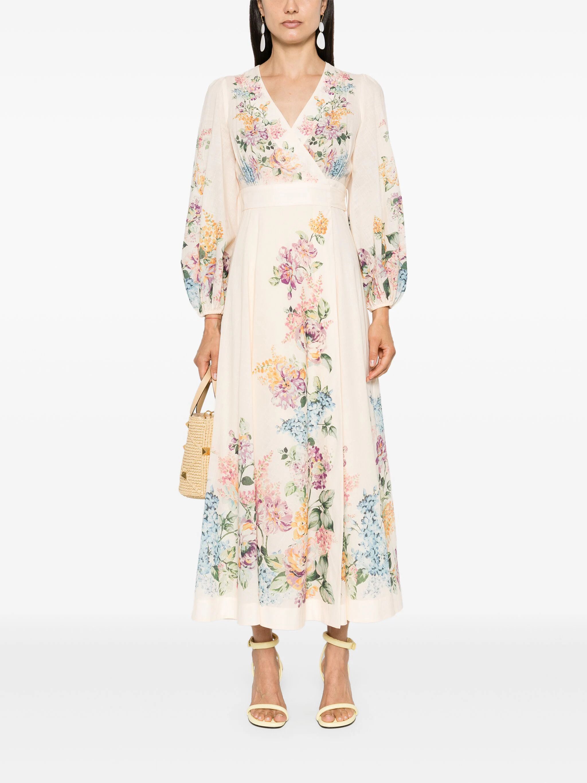 Zimmermann o1s22i1n1024 Halliday Midi Wrap Dress in Multicolor Size M / US 6-8 / IT 42-44 - 2 Thumbnail