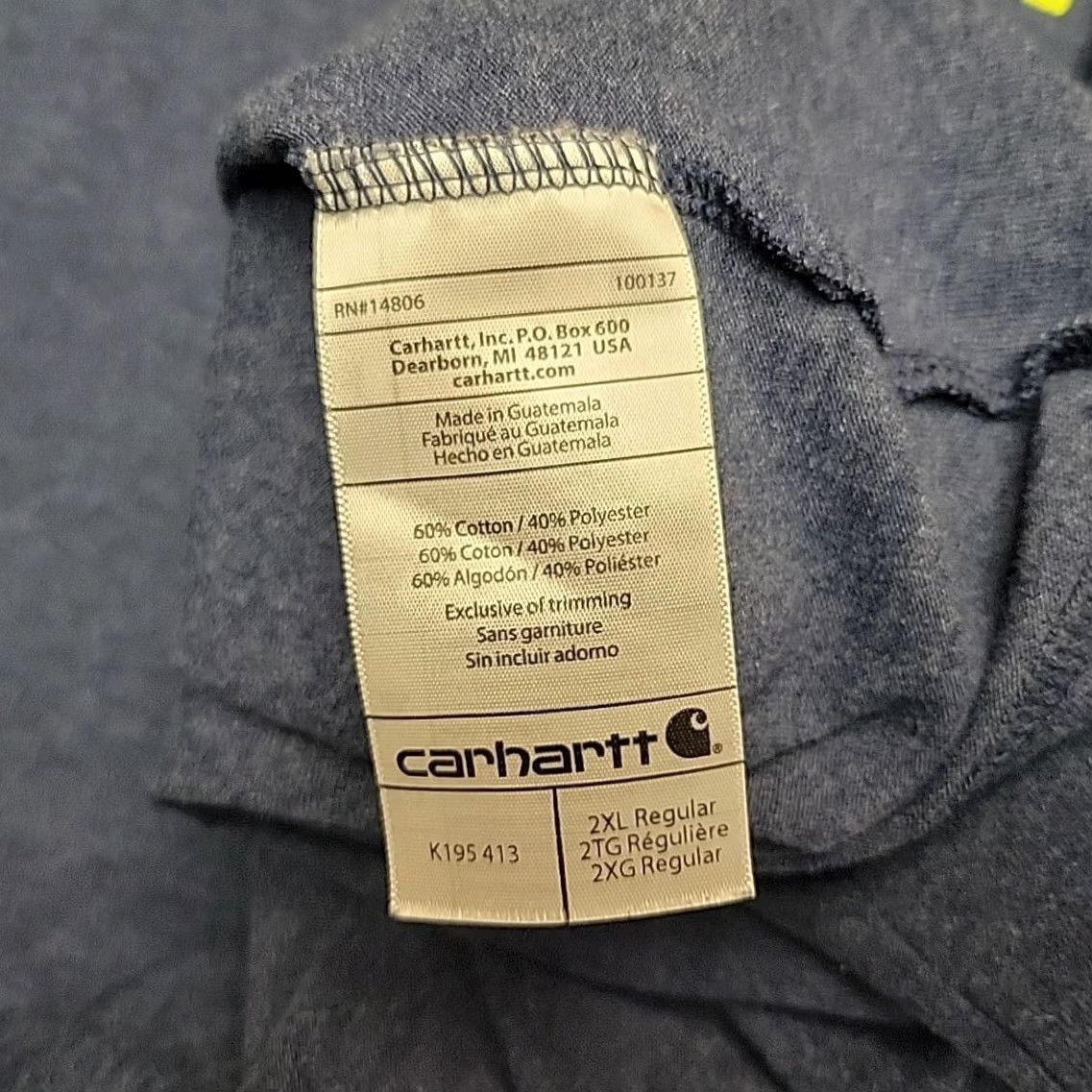 Carhartt Carhartt Shirt Mens 2XL Blue Original Fit Crewneck Short Sleeve Spellout TEE Size XXL / US 16-18 / IT 52-54 - 4 Thumbnail