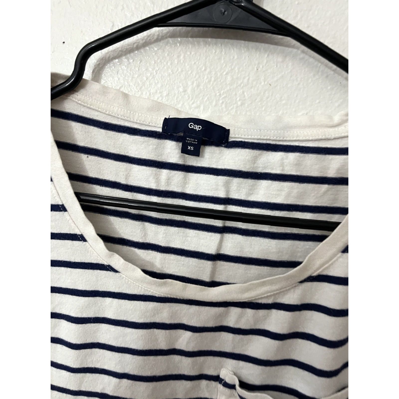 Gap Gap Favorite Pocket Tee XS White Striped 3/4 Sleeve Pullover Women Bella Cotton Blend Shirt (Non-Vintage) Size XS / US 0-2 / IT 36-38 - 2 Thumbnail