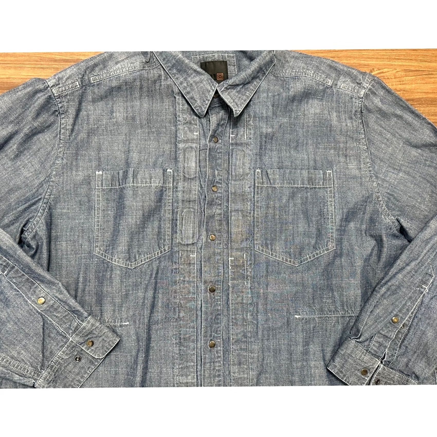 Vintage 5.11 Tactical Work Shirt Men's Denim Chambray LS Snap Button Size 2XL Size US XXL / EU 58 / 5 - 3 Thumbnail