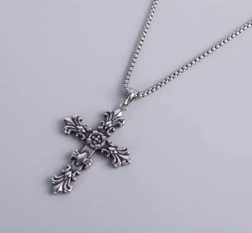 Japanese Brand Ichiko x Asano Y2K 2000s Silver Punk Skater Cross-chain Size ONE SIZE - 5 Thumbnail