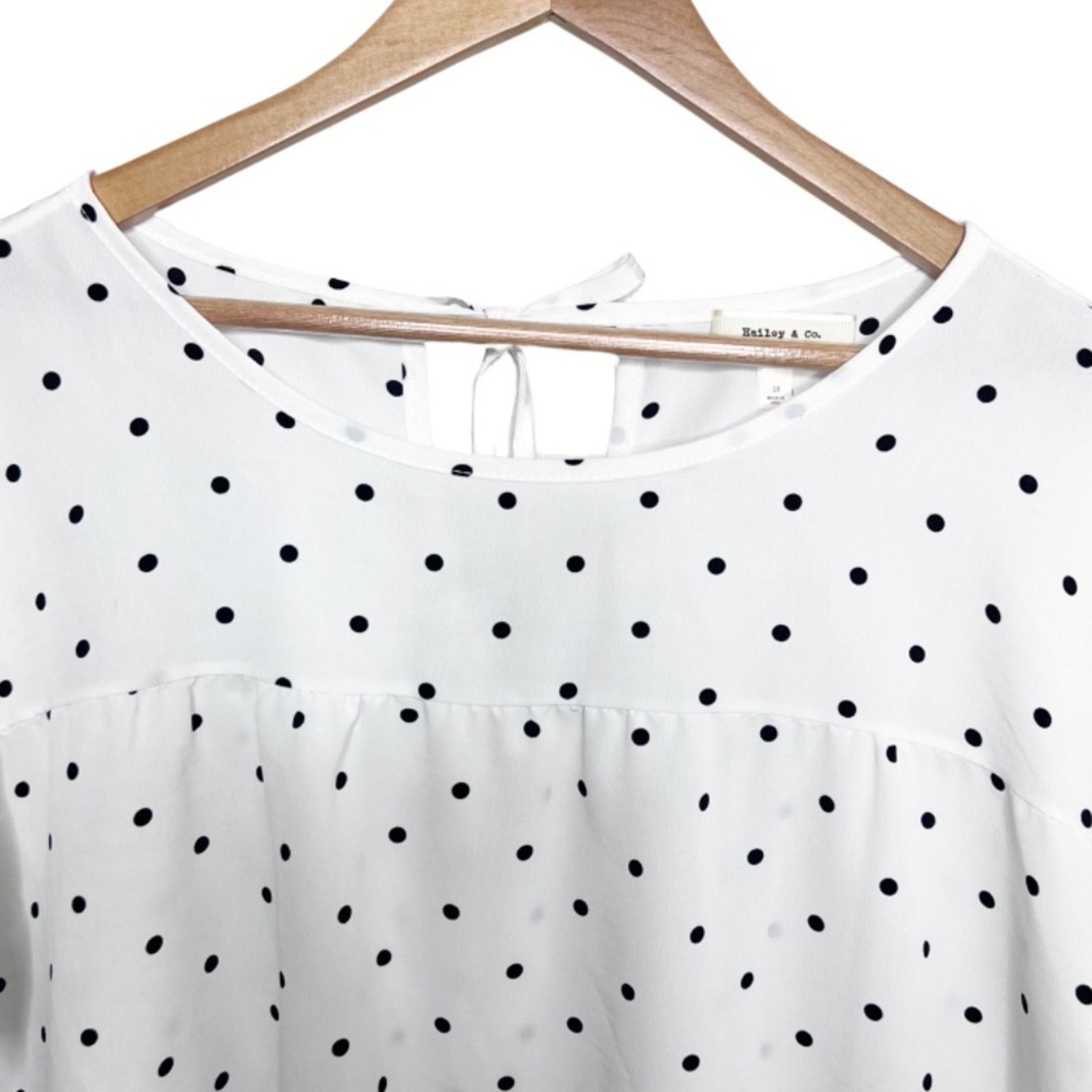 Other Hailey & Co White Black Polka Dot Ruffle Sleeve Blouse Size XL / US 12-14 / IT 48-50 - 6 Thumbnail