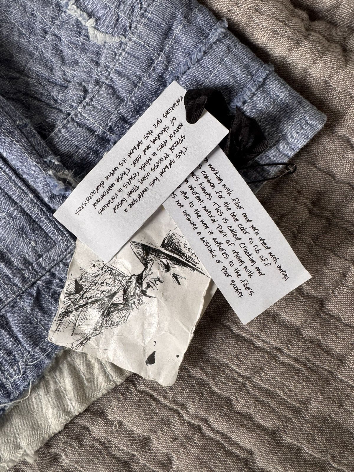 Greg Lauren NET/NW Greg Lauren Chambray Scraps Shawl Collar Boxy Fit Size US S / EU 44-46 / 1 - 3 Thumbnail