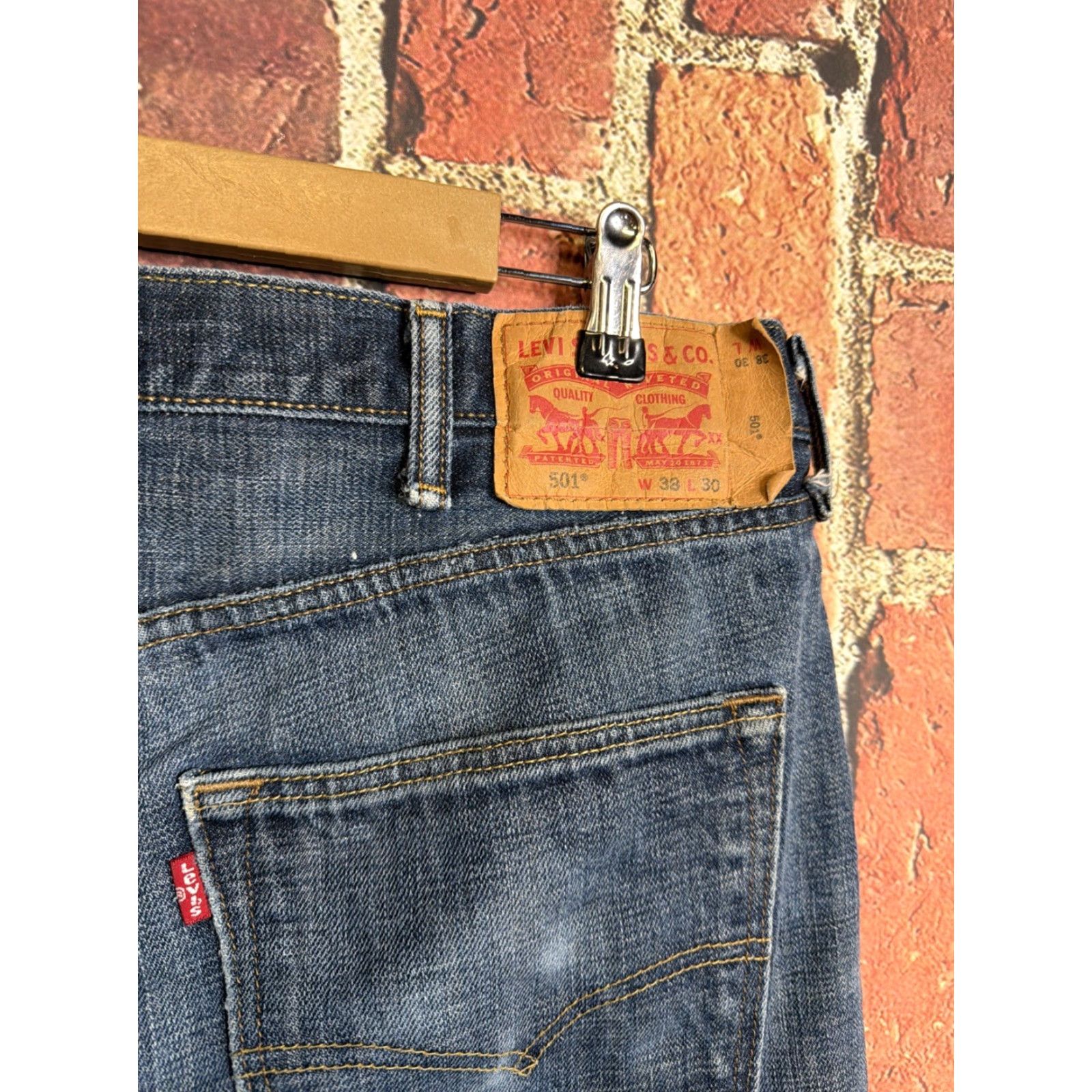 Levi's Levi's Men's 501 Original Straight Jeans Dark Wash 38x30 Denim Cotton Button 38 Regular Blue Inseam 30 Men Size US 38 / EU 54 - 6 Thumbnail