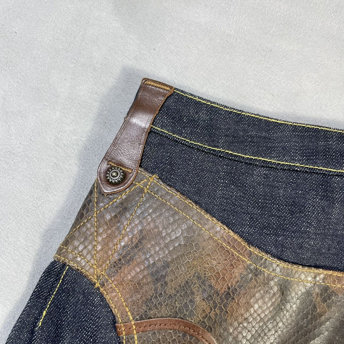 Obelisk OBELISK 00’s REPTILE SKIN FLARED DENIM Size US 32 / EU 48 - 2 Thumbnail