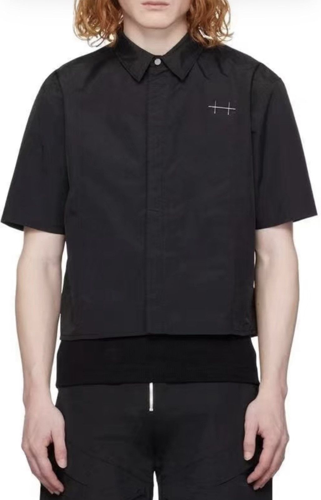 Heliot Emil Heliot Emil Men’s Nylon Ruched Cropped Shirt T-shirt J39 Size US M / EU 48-50 / 2 - 3 Thumbnail