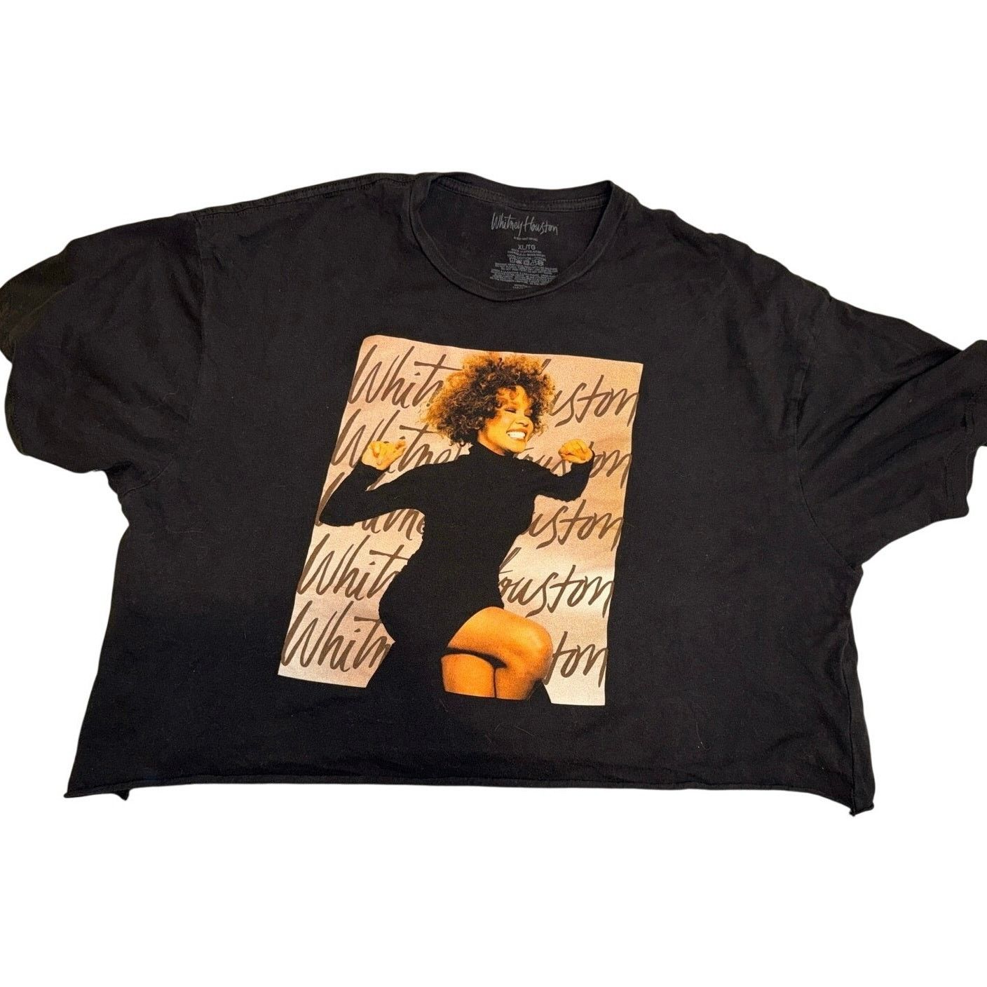 Other WHITNEY HOUSTON Crop Top Tee in Black Size XL / P2P 23” Size XL / US 12-14 / IT 48-50 - 1 Thumbnail