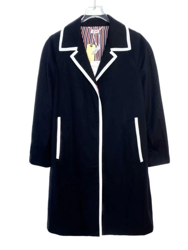 Thom Browne Thom Browne Black Striped Cashmere Coat 0089 Size S / US 4 / IT 40 - 1 Thumbnail