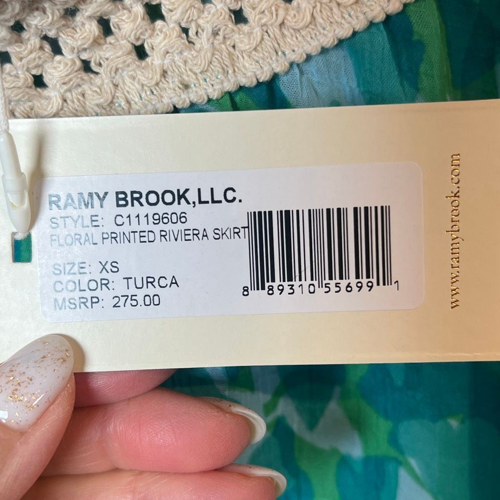 Ramy Brook Ramy Brook Floral Printed Riviera Skirt Turquoise XS S Handk Size 27" / US 4 / IT 40 - 12 Thumbnail