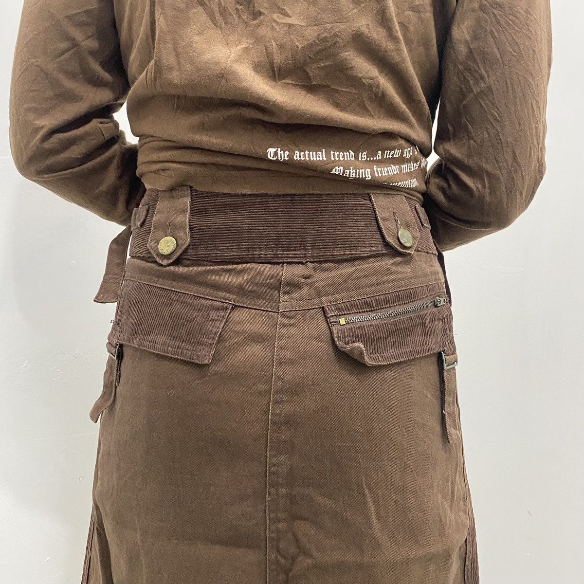 Seditionaries × Vintage Vintage Brown Cargo Midi Skirt Japanese Y2K Grunge Size 38" / US 16 / IT 52 - 11 Thumbnail