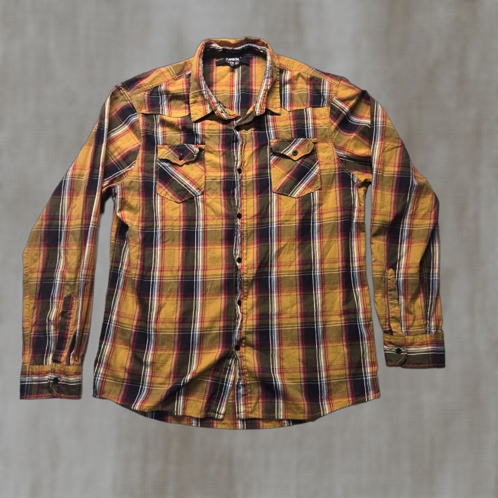 Carbon Carbon Shirt Orange Plaid Button-Up Classic Fit Long Sleeve 2XL Men's Adult Size Orange Plaid Shirt 2XL Carbon Button-Up Mens Shirt Size US XXL / EU 58 / 5 - 1 Thumbnail