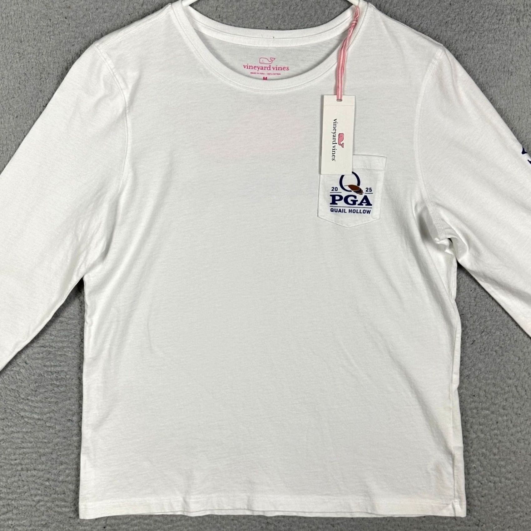 Vineyard Vines Vineyard Vines T-Shirt Women M White PGA Tour Quail Hollow Graphic Pocket Logo Long Sleeve Crew Neck Size M / US 6-8 / IT 42-44 - 2 Thumbnail